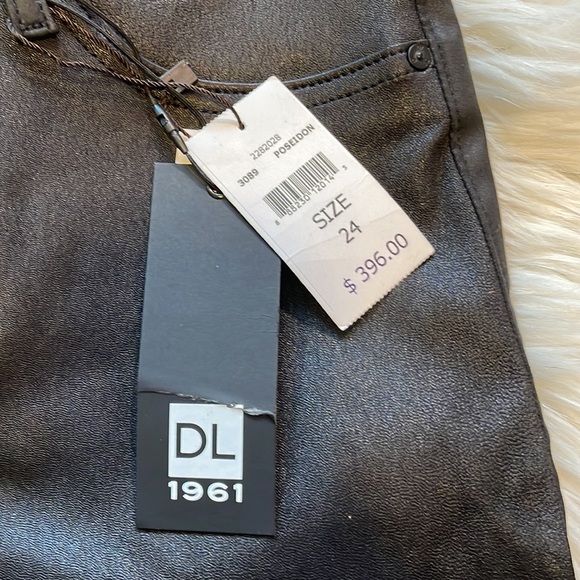 NWT DL1961 Emma Power Legging Leather & Coated Jeans Poseidon - Picture 5 of 17
